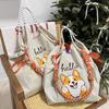 Japanese Style Handmade Waterproof Nylon Canvas Bag with Embroidered Patterns, Large Capacity