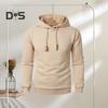 Men Fall Winter Hoodie Solid Color Drawstring Long Sleeves Jacquard Design Hooded Elastic Cuff And Hem Thin Daily Wear Casual Sport Top