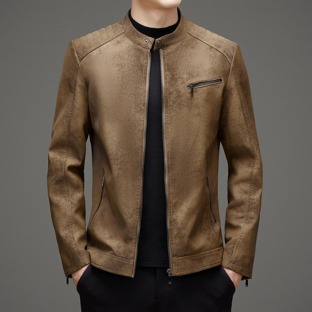 Winter Men's Leather Jacket Stand Up Collar Windproof Leather Jacket Men High Quality Velvet warm Motorcycle Leather Jacket men