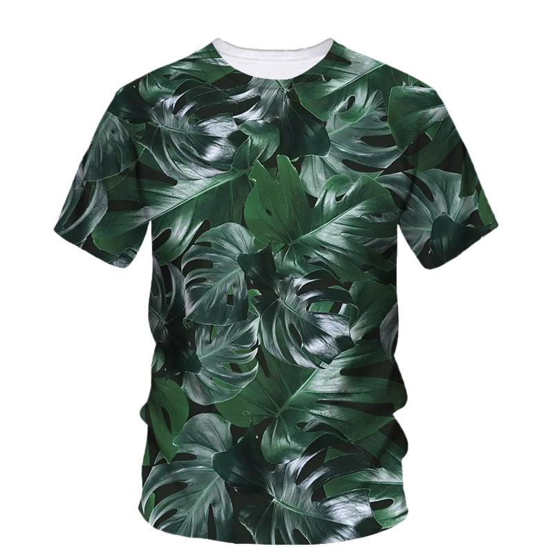 Summer Originality Plant Leaves Graphic T-shirts Trend Casual Personality Fun Printed O-neck Short Sleeve Men's T-shirts