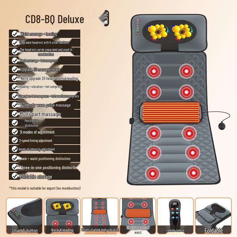 Foldable Full Body Massage Mattress with Heated Cervical Spine and Waist Relief for Home Use