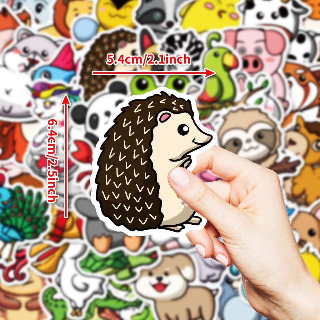 50 Cartoon Animal Doodle Waterproof Decorative Stickers for Children Reward Stickers