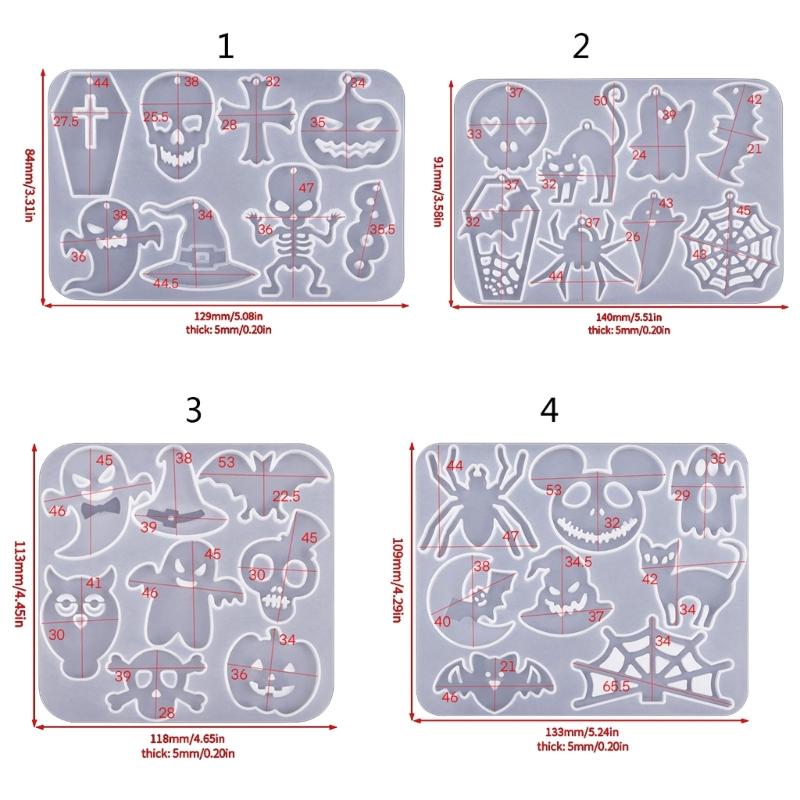 Halloween Pendant Silicone Mold Personalized Skull Pumpkin Earrings Pendants Resin Molds with Hair Clips Accessory DIY