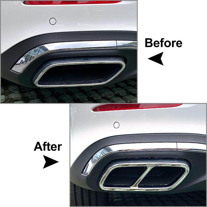 2 Pcs To Up For Mercedes Benz C Class W206 C200 C260 C300 Rear Exhaust Muffler Tail Pipe Cover Trim Tail Bumper Styling