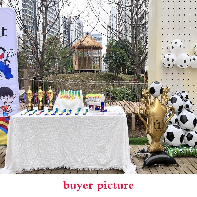 4D Standing Football & Rugby Balloons, Trophy Soccer Balloon Pile, Ideal for Birthday Party Decorations, Sports Theme Party Supplies & Gifts
