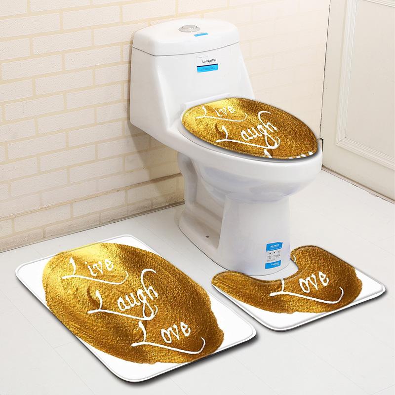 Heißverkaufende Toilette Dreiteilige Bodenmatte Türvorleger Badezimmerteppich Rutschfest Praktischer Türvorleger