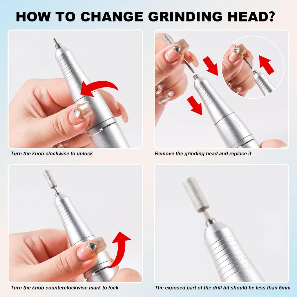 45000RPM Electric Nail File Professional Nail Gel Polishing Machine Nail File Low Noise Rechargeable Nail Drill Salon Tools
