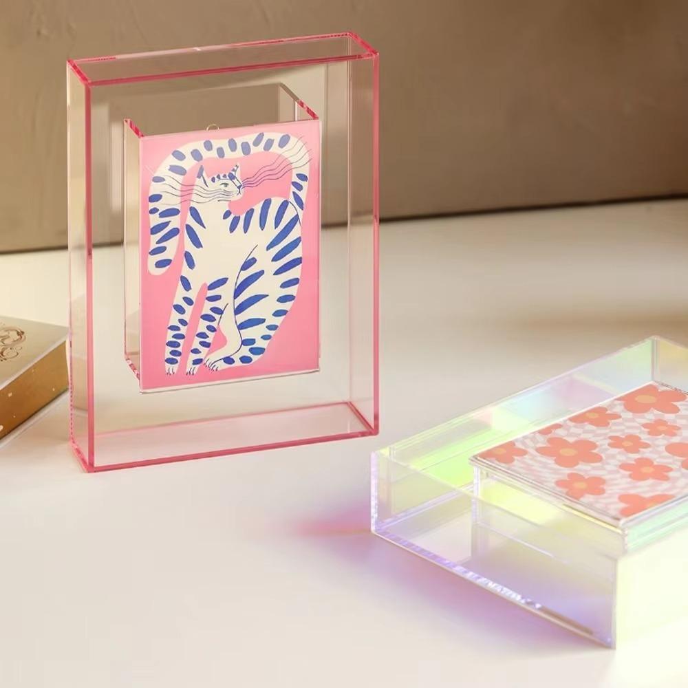 5 Inch Acrylic Photo Frame Floating Colorful Photocard Holder Transparent Wall Mounted Poster Picture Display Stand