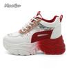 Fashion Shoes for Women Platform Sneakers Summer Women Casual Breathable Mesh Sequin Sneakers Wedges Sports Lace-up Non-slip Shoes
