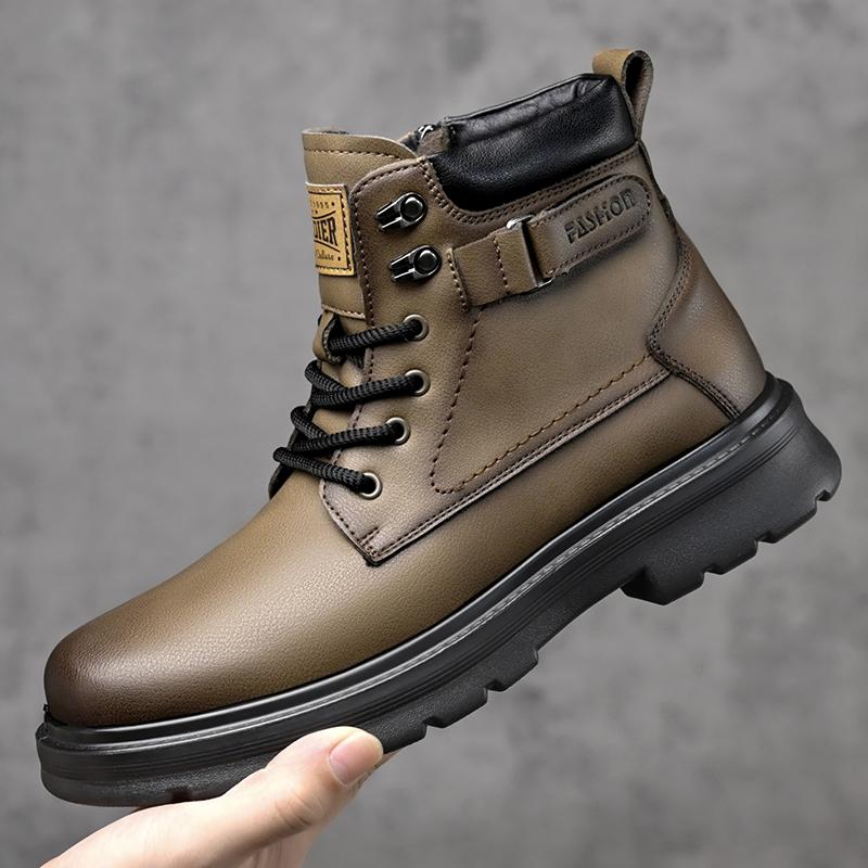 

Fashion Luxury Brand Basic Boots Vintage Basic Man Leisure Outdoor Footwear High Quality Business Shoes New Leather Mens Basic Boots 44 коричневый