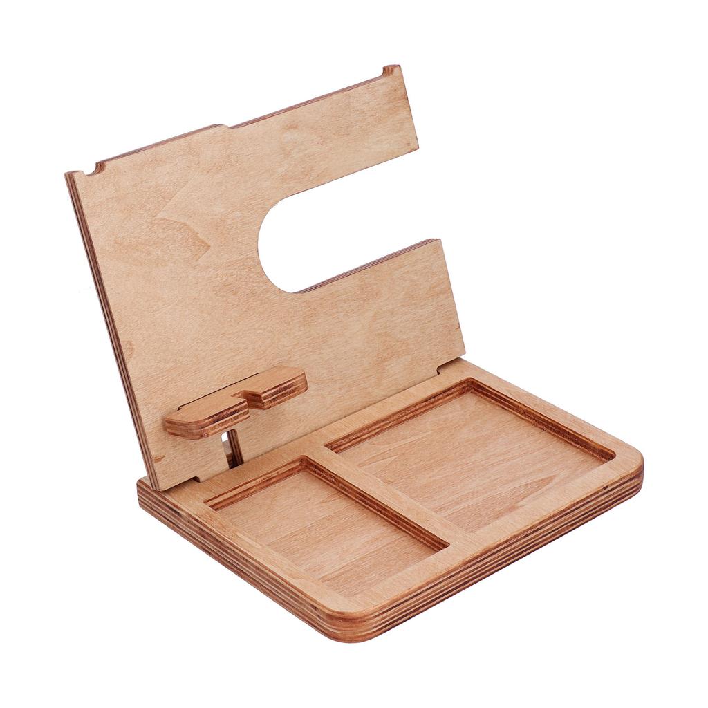 Wood Phone Docking Station Key Holder Desktop Storage Organizer Surface Polishing Treatment Watch Glasses Stand