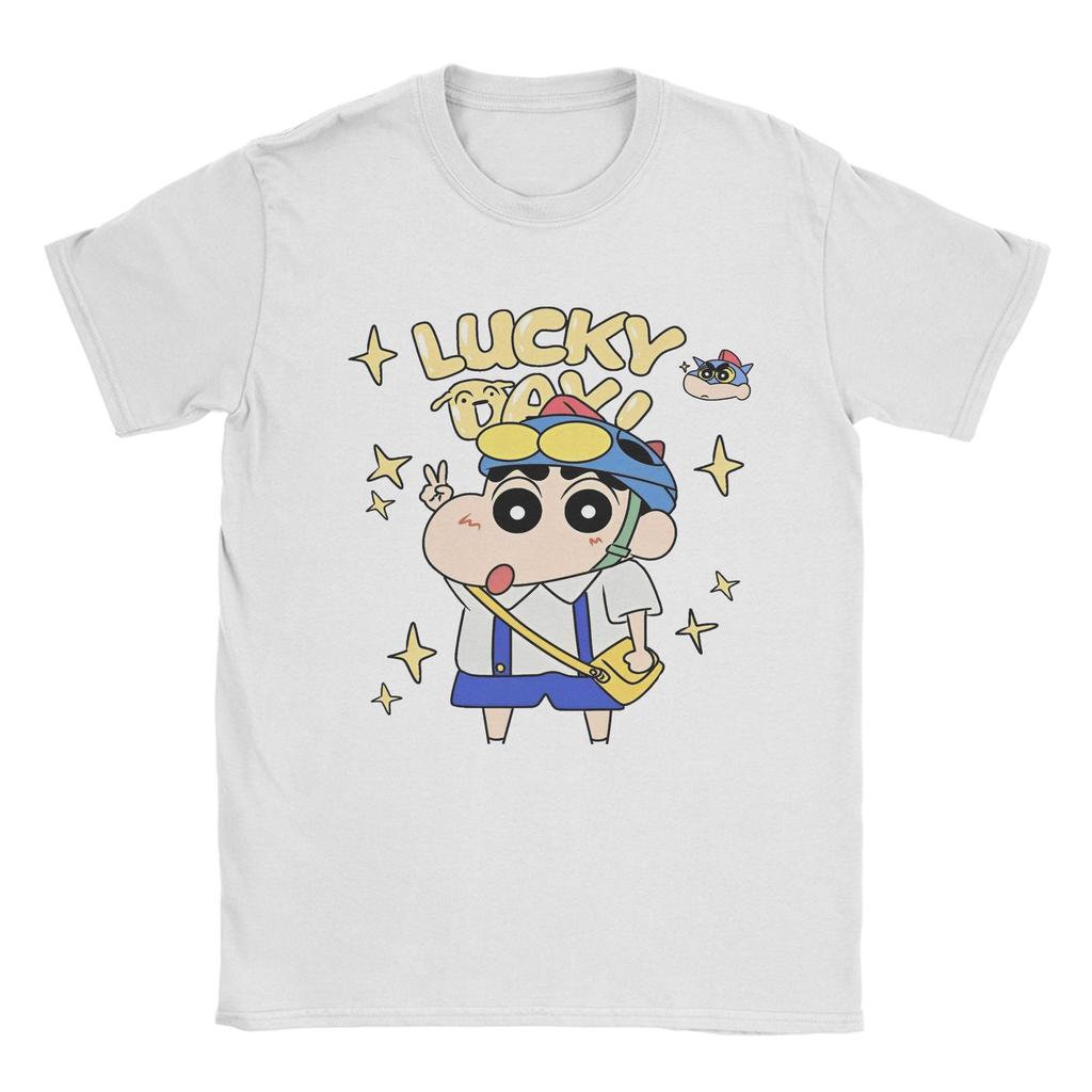 Crayon Shinchan Tshirt Unisex Unisex Cute Anime Unisexga Vintage Pure Cotton Tees Round Collar Short Sleeve T Shirt Gift Idea Tops