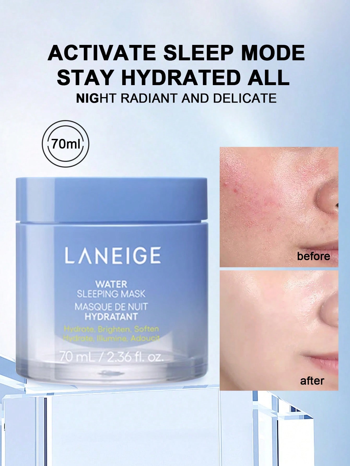 LANEIGE Маска Water Sleeping Mask 70 мл - Ежедневная увлажняющая ночная маска для сияющей кожи 70ml