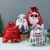 Christmas Drawstring Bags Cartoon Santa Claus Candy Snakcs Gifts Bag Xmas Navidad Party Home Reusable Packaging Pouches Kid Gift