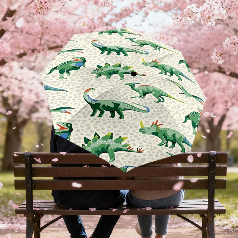 1PC Dinosaur Pattern Umbrella-8-Rib Reinforced, Automatic Open, Lightweight & Durable, Fashion Accessory for Outdoor-D327