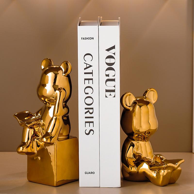 Ceramic Abstract Figure Statue Book End Reader Figurine Nordic Modern Simple Home Decoration Bookshelf Desk Bookends Ornaments