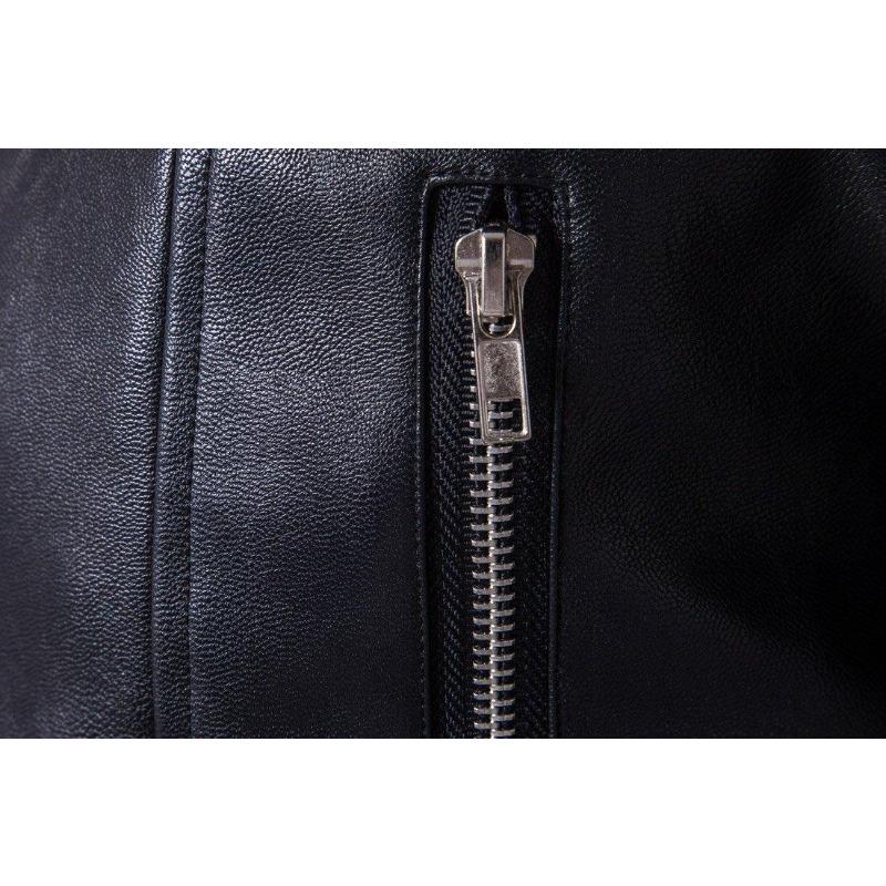 Men's leather jacket with multiple zippers, men's leather messenger bag, motorcycle-style PU leather jacket for riding a Harley motorcycle.