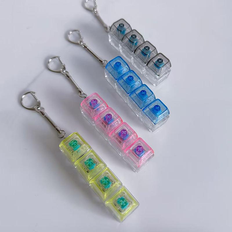 1Pc Light Up Keyboard Keychain Stress Relief Clickable Led Button Toy For People With Anxiety Office Desk Accessory
