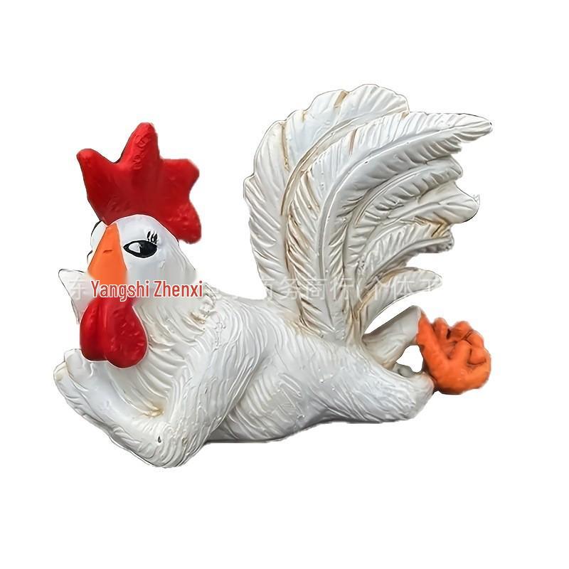 Lying Rooster Resin Sculpture - Creative Desktop Ornament