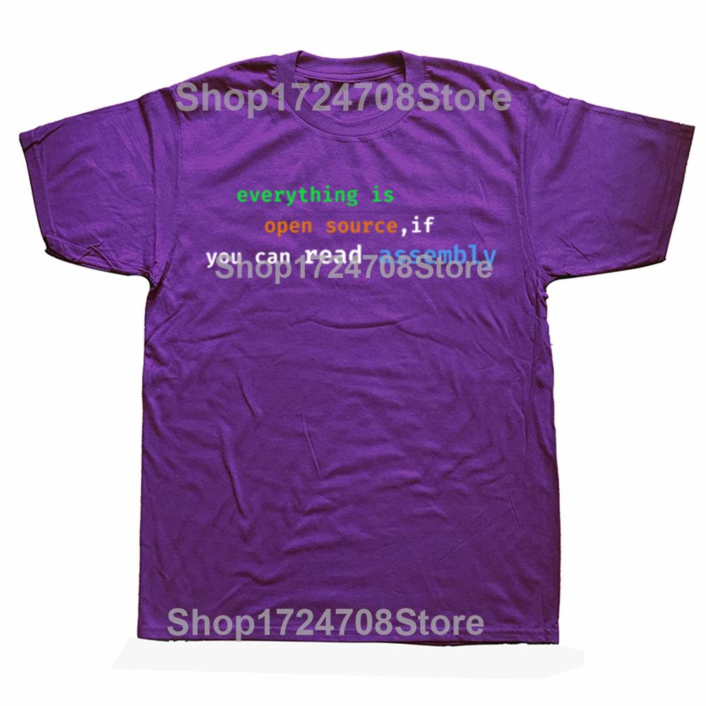 

Funny Everything Is Open Source If You Can Read Assembly T-shirts Men Fashion Casual Tshirt 100% Cotton Loose Oversized T Shirt 4XL