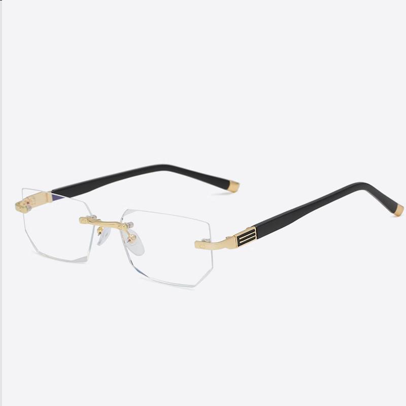 

Fashion Men Glasses Blue Light Blocking Reading Cutting Rimless Eyeglasses Frame Anti Fatigue Hyperopia Presbyopic Eyewear +4.0