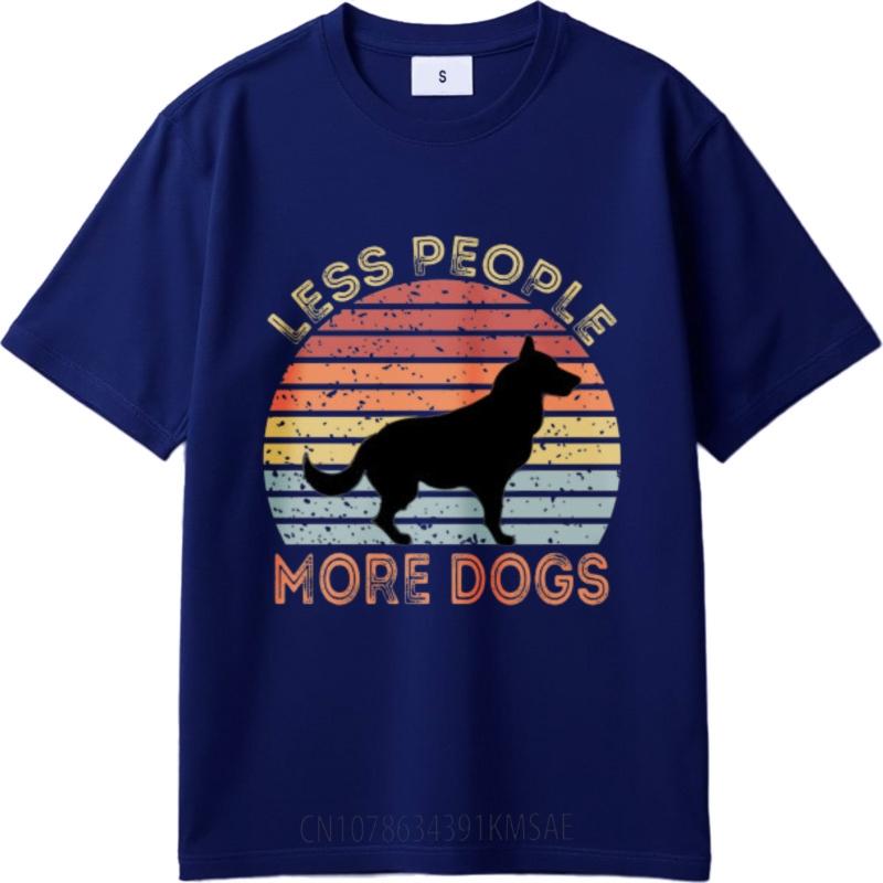 Travel Unisex Crew Neck Tshirt Daily Wear Less People More Dogs Sunset Dog Silhouette Minimalist For Unisex Teeshirt Basic Tee