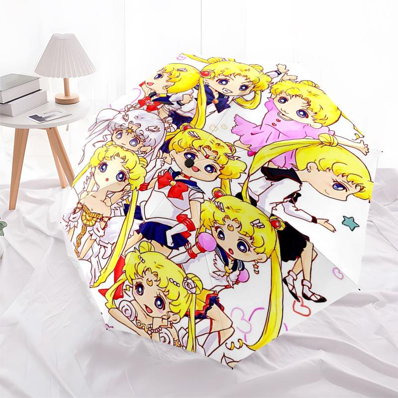 1pc Sailor Moon Chibi Characters Umbrella, Automatic Open with Foldable Design for Outdoor Use, Perfect Gift for Fans and Travelers.I005