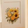 Warm Sunflower and Green Leaves Wall Sticker Self-Adhesive Removable Wall Decor for Bedroom Living Room Hallway Home Decoration