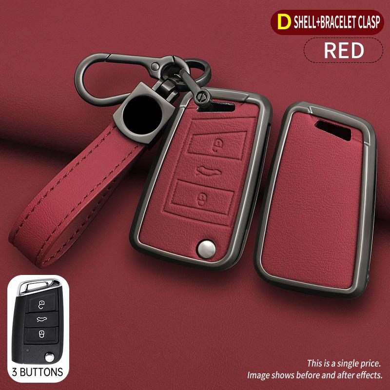 New Zinc Alloy Leather Car Key Cover, For Skoda Vrs Superpa Octavia A5 Kodiaq Octavia A7 A8, Protected Keychain Bag, Accessories