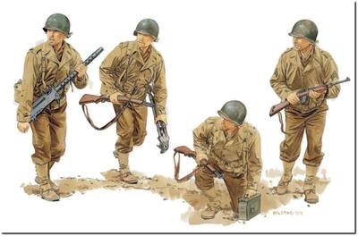 Platts Dragon WW2 Infantería Blindada Americana Gen2 Juego de 4 Figuras Modelo de Plástico DR6366 1/35 (Humano/Animal)