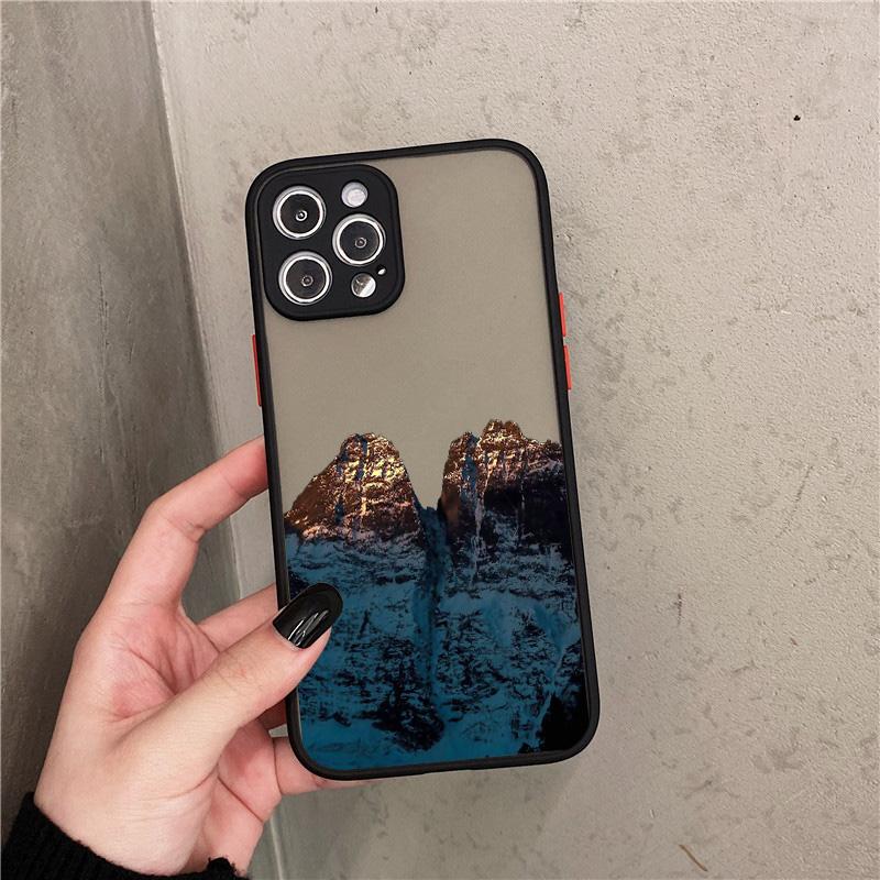 Snow Mountain Phone Case for iPhone 7 8 Plus SE2 X XR XS MAX 12 13 14 15 Mini 11 Pro Max Matte Back Shockproof Covers Fundas