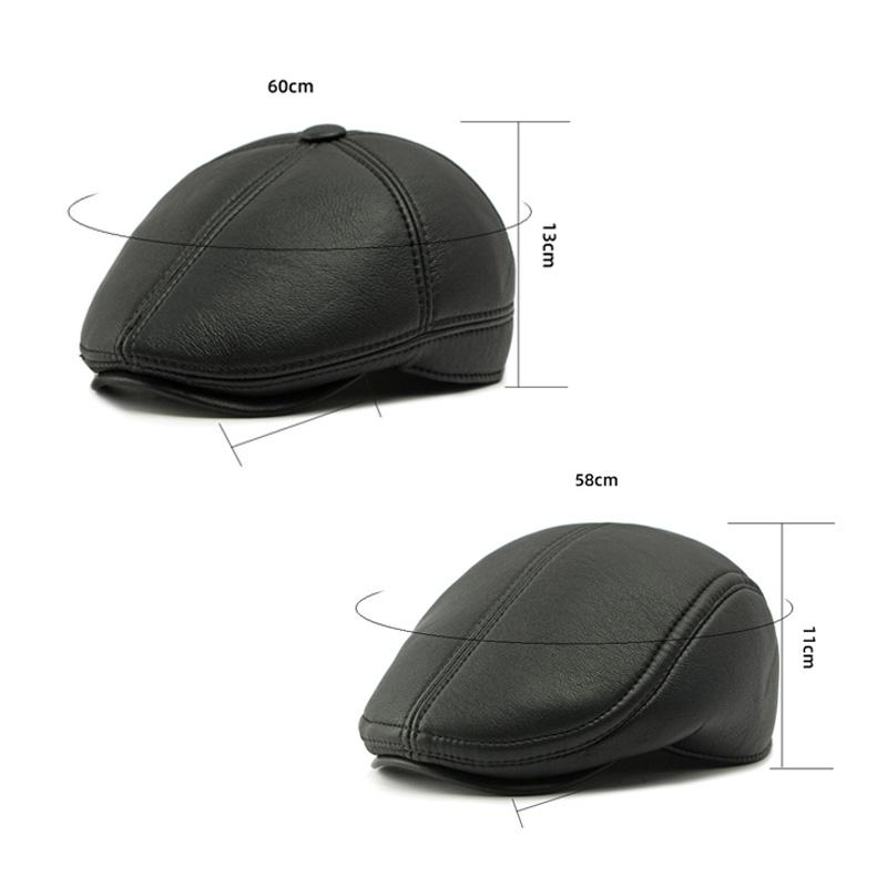 Șapcă pentru bărbați de vârstă mijlocie și bătrâni Beretă caldă de protecție a urechilor pentru bărbați Șapcă înainte din piele Șapcă cu vârf