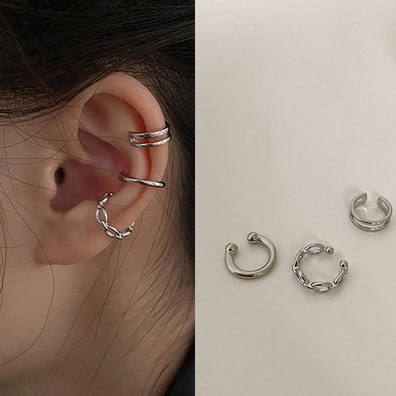 3Pcs Gold  Color Clip Earrings For Women Men Creative Simple C Ear Cuff Non-Piercing Ear Ear Clip Set Trend Jewelry Gift