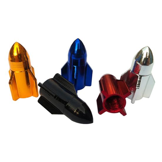 4Pcs Auto Car Alloy Rocket Bike Aluminum Tire Shape Tyre Valve Wheel Stem Cap
