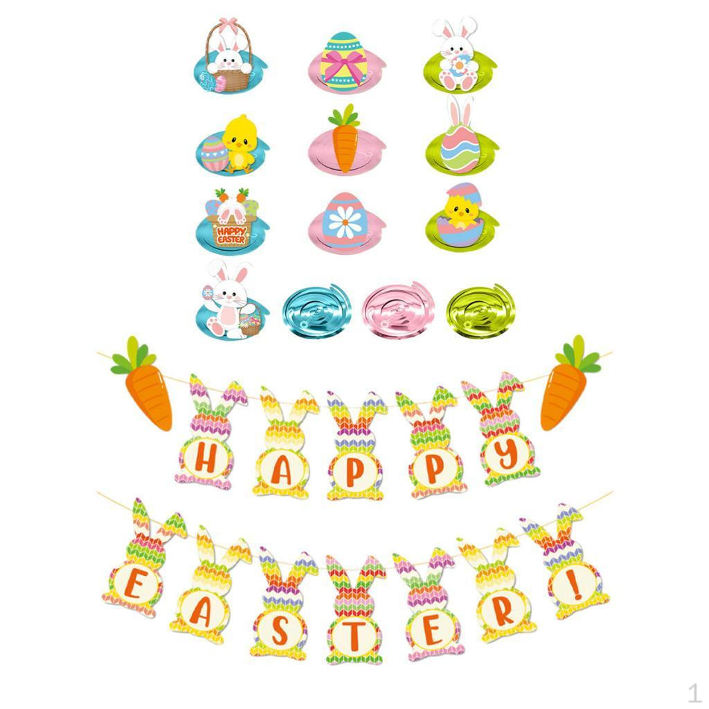 

Счастливой Пасхи баннер висит вихревые украшения овсянка растяжки кролик кролик для