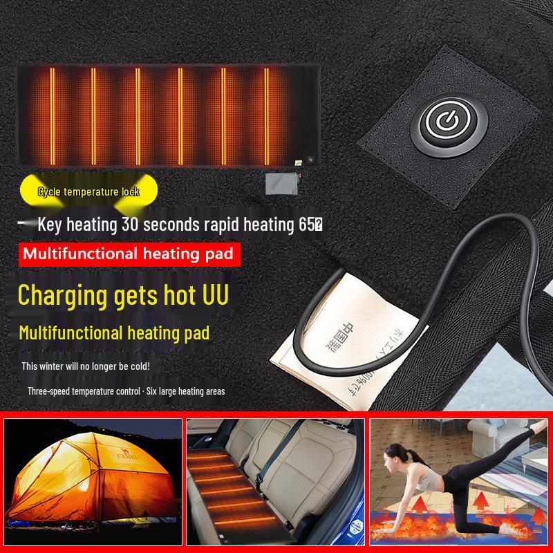 USB Electric Heated Outdoor Blanket: Non-slip, Foldable, Warm Sleeping Bag Pad for Camping and Car.