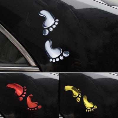 1 para PVC Cute Footprint 3D Funny Car Stickers Decor Decal Chromed Badge Emblem Universal Auto Exterior Styling Accessories