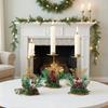 3pcs Golden Cast Iron Christmas Candle Holder Set Suitable for Window Display & Tabletop - Perseverance