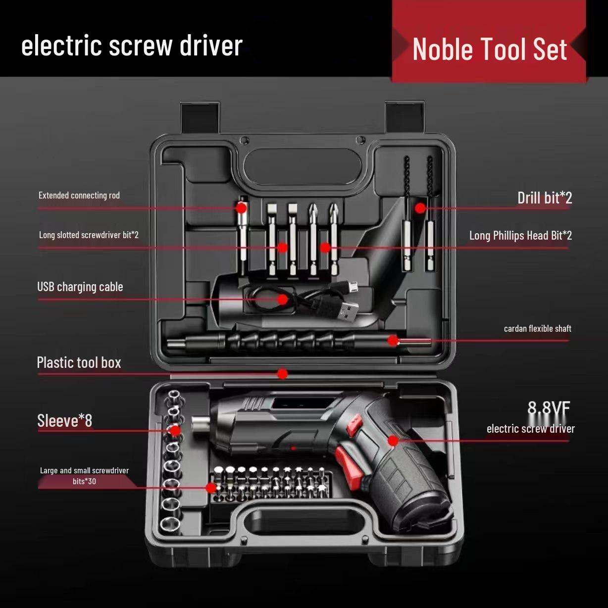 

Rechargeable Multifunctional Mini Electric Screwdriver with Lithium Battery