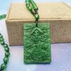 Unisex Green Jade Guanyin & Guan Yu Pendant Necklace – Imitation Chalcedony Buddha & Dragon Sweater Chain