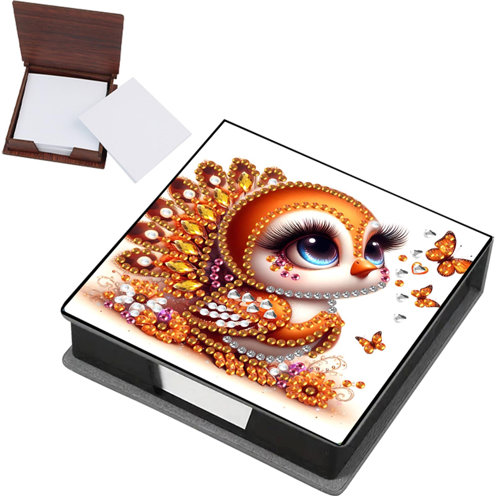 

Leather Pattern Gem Art Sticky Note Holder Gem Painting Memo Pad Holder Mosaic Kit Rhinestones Post It Dispenser for Home Office
