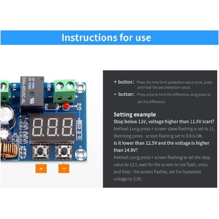 FainWan 2pcs DC 12V-36V Voltage Protection Module Digital Low Voltage Protector Disconnect Switch Over Discharge Protection Module