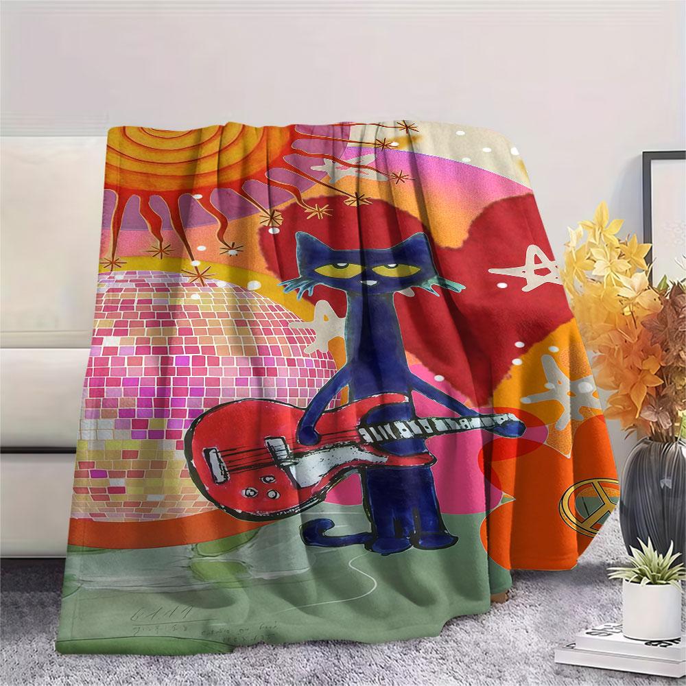 1PC Pete Cat Dream Blanket, High quality Comfortable for All Seasons, Home Decor, Warmth and Comfort
