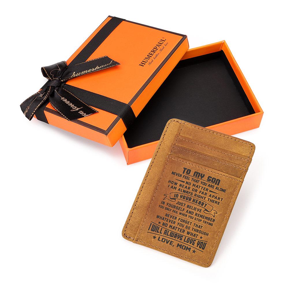 Humerpaul Piele naturala Pachet card de credit, cadou pentru fiu, ambalaj cutie cadou