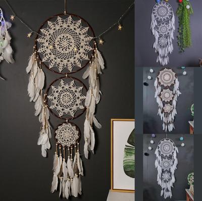 3 Rings Meter Circle Large Bohemian Boho Style Natural Feather Material Dream Catcher Wall Hanging Decor DIY Room Decor