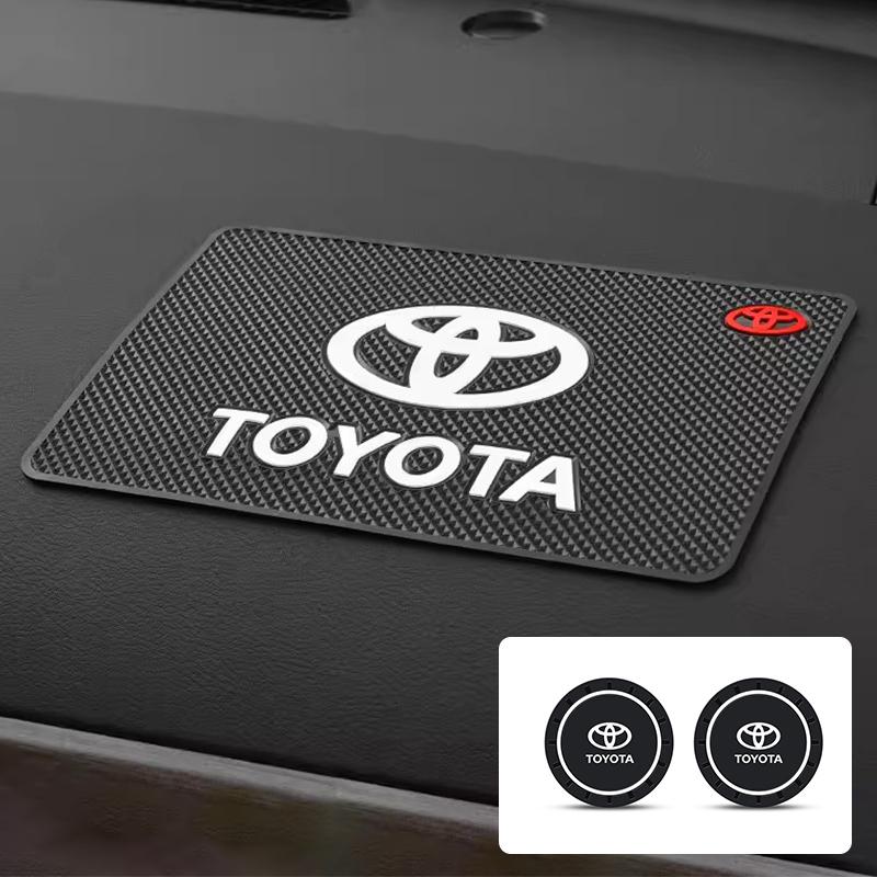 PVC Silicone Car Dashboard Mat + 2PCS Anti-Slip Water Cup Pads for Toyota Rav4 Fortuner Auris Reiz Camry Corolla Avanza Yaris