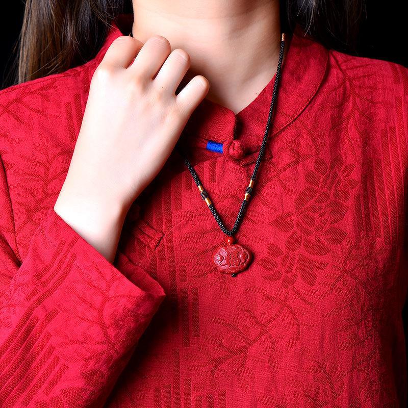New High-content Cinnabar Pendant, Peace and Good Fortune Lock for Men, Women, and Children, a Birthday Gift for Children