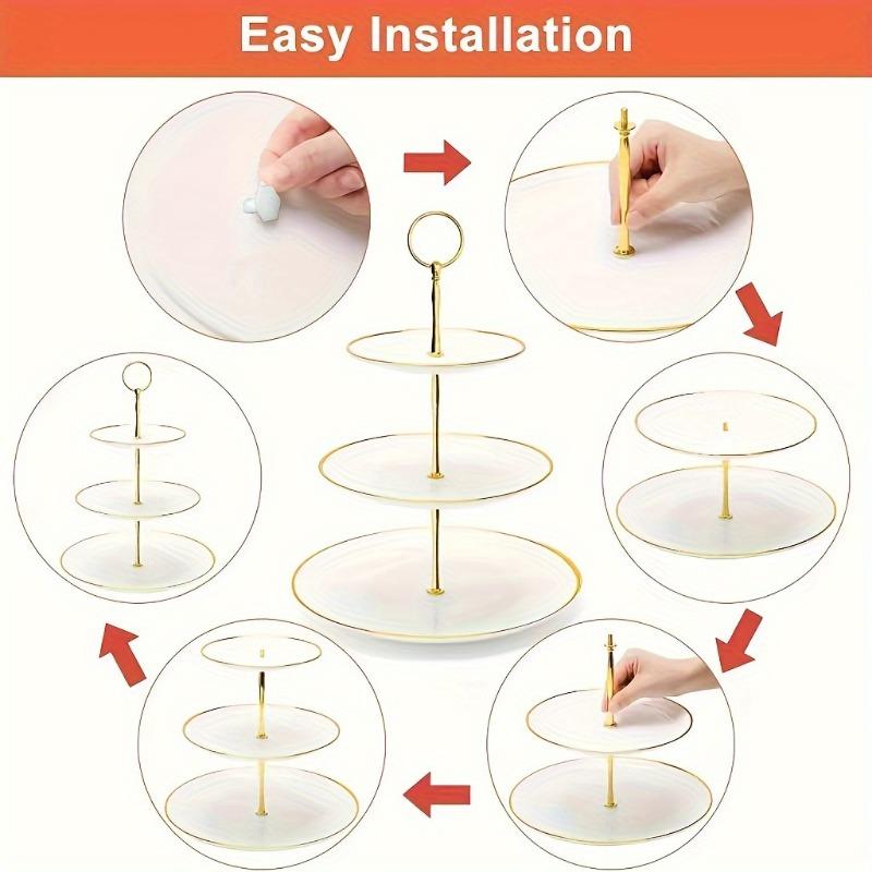 Eleganter 3-stöckiger Cupcake-Ständer mit goldenen Akzenten - Perfekt für Teepartys, Babypartys & Hochzeiten