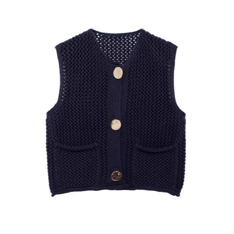 

Sweater Vest for Women In Spring and Autumn Round Neck Sleeveless Knitted Vest for Women S Темно-синій