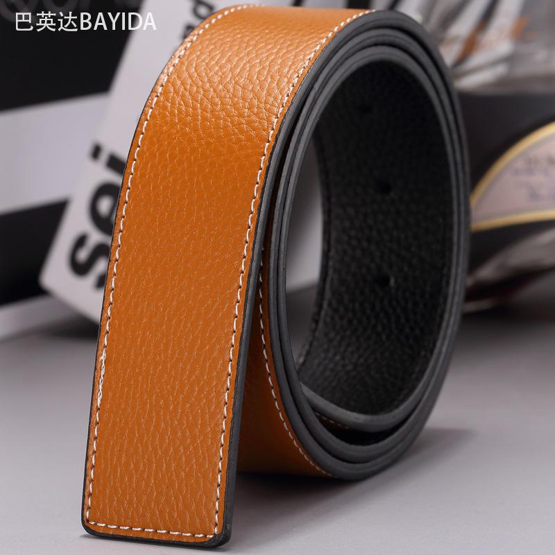 

No head belt, men s leather belt, men s smooth buckle belt, men s pure cowhide trouser belt 105cm